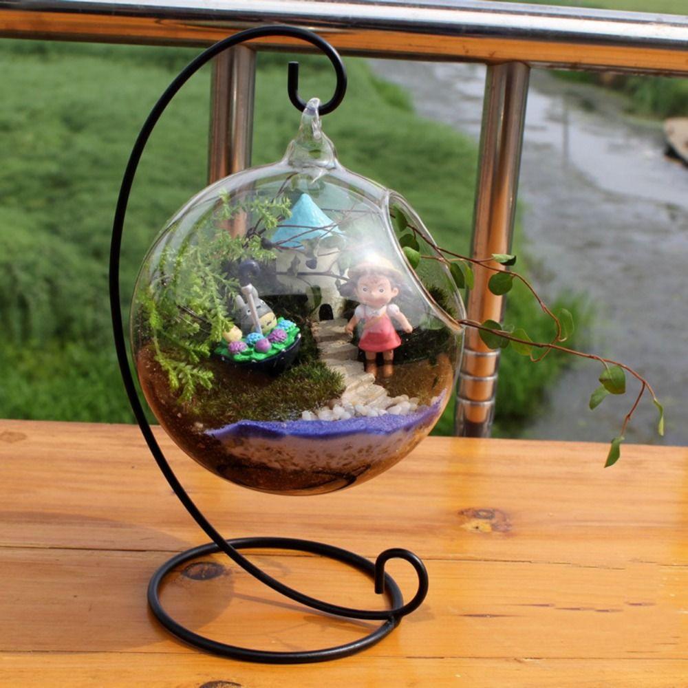 Iron Art Glass Ball Hanging Stand Retro Iron Display Stand Ecological Bottle Stand  Vase