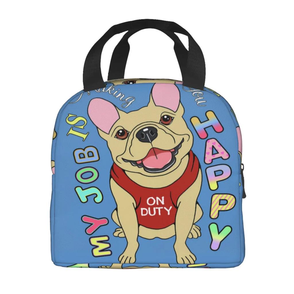 Утепленная сумка для ланча French Bulldogs Dog для женщин, мужчин и детей, большая и многоразовая, с ручкой, с возможностью заморозки для поездок на работу и в школу