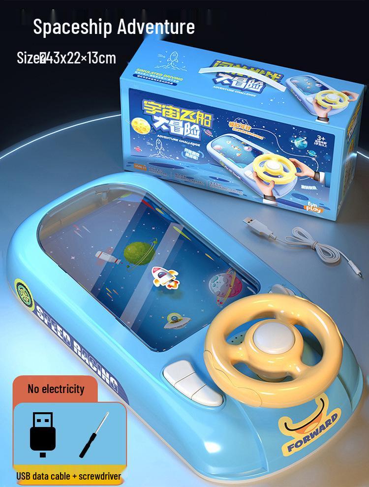 Cross-Border Racing Adventure: Electric Steering Wheel & Sound Desktop Car Game for Kids