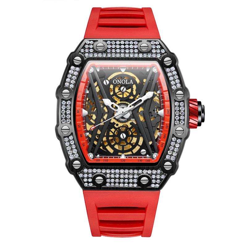 New Top Brand Diamond-encrusted Fashion Sports Automatic Mechanical Watch Men's Silicone Tape Waterproof Men's Wrist Watch