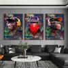 Pop Graffiti Art Listening To Music Hip-hop Monkey Poster Canvas Painting and Print Wall Art Picture for Living Room Home Decor