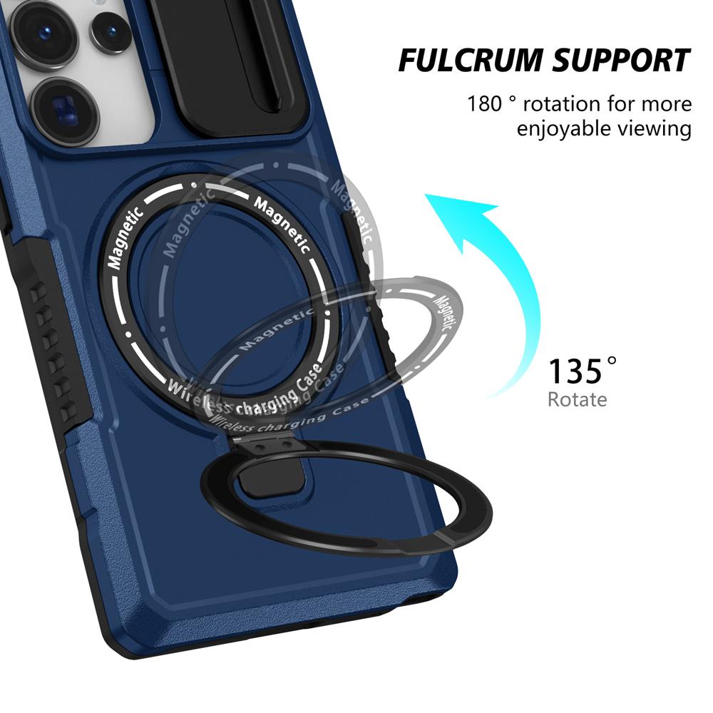 KEYSION Противоударный чехол MagSafe для Samsung Galaxy S25 Ultra 5G с магнитным кольцом-подставкой, защитой камеры, задней крышкой телефона
