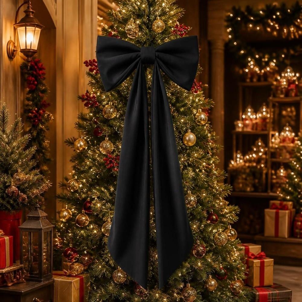 60x120cm Xmas Tree Topper Bows Solid Color Christmas Decorative Bow Festive Home Decor