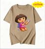 Dora The Explorer Cartoon Print Short Sleeve Loose Fit Pure Cotton Round Neck Tshirt Cute Unisex Top