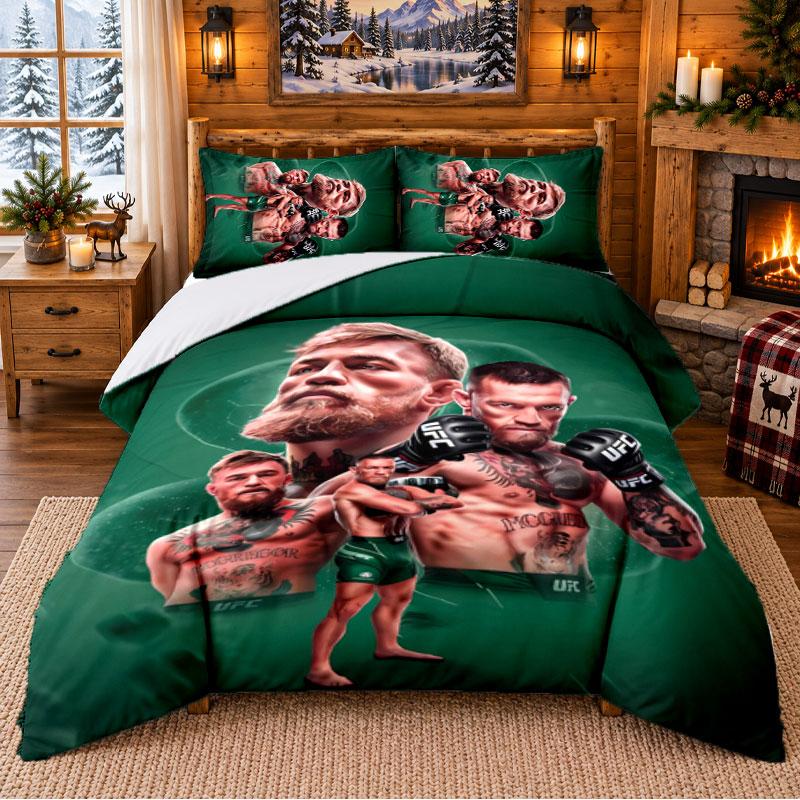 Conor Mcgregor Pattern Bedding 3Pcs Set Bed Sheet And Pillowcases For Indoor Bedroom