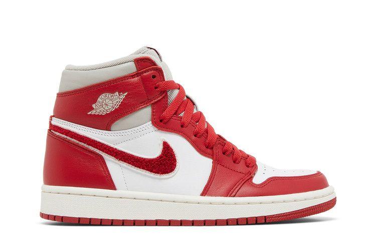 Women's Sneakers Nike Jordan 1 Retro High OG Varsity Red (Women's) Light Iron Ore/Varsity Red-Sail