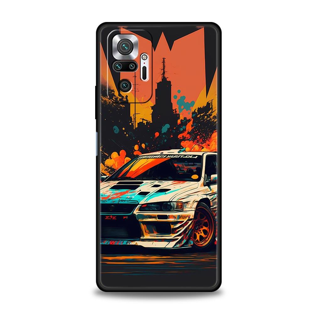 For Redmi 10C Cases Sports Car JDM Tokyo Drift Phone Case For Xiaomi Redmi Note 12 11 9S 9 8 10 Pro Plus 7 9T 8T 9C 9A 8A Cover