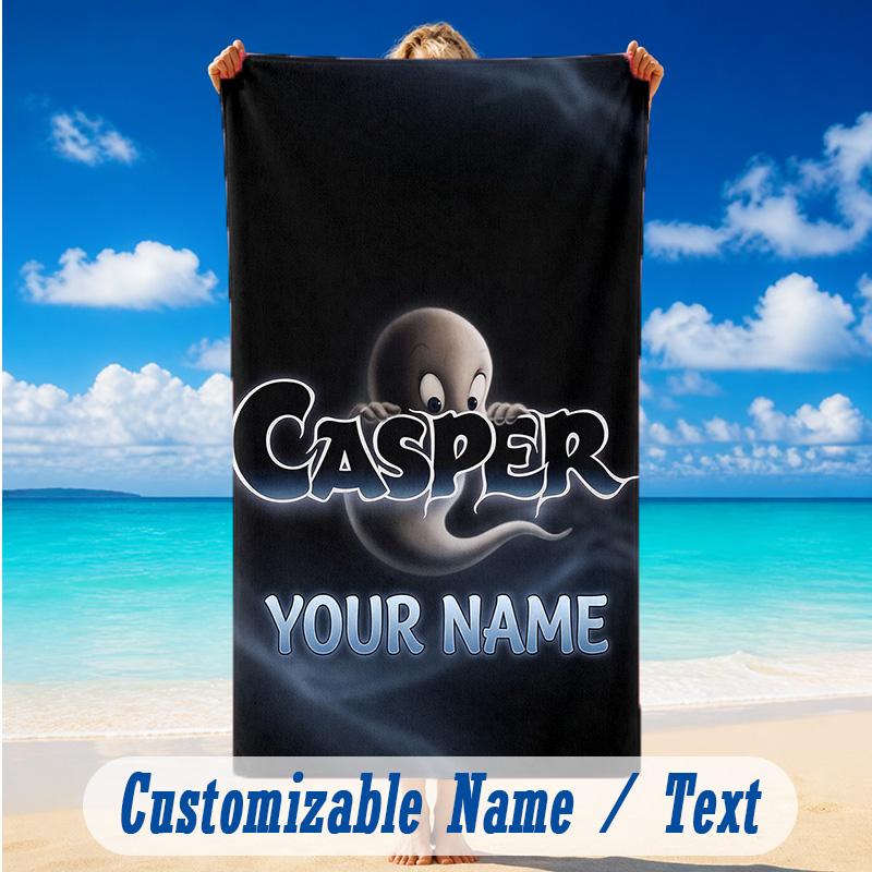Beach Towel Custom Name Text, Quick Dry Large Towel For Beach HomeCasper the Friendly Ghost