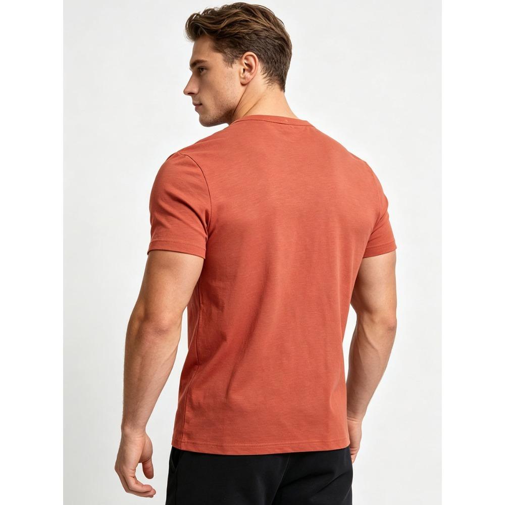 Мужская футболка-henley большого размера (до 6XL) - Хлопковая (95%) футболка с коротким рукавом и круглым вырезом с логотипом на груди - Повседневная летняя футболка для высоких и крупных мужчин
