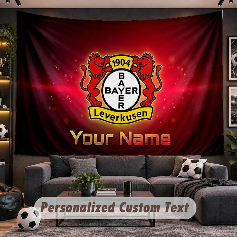 Wall Hanging Tapestry Custom NameBayer Leverkusen Football Pattern Personalized Printed Fabric Wall Decor