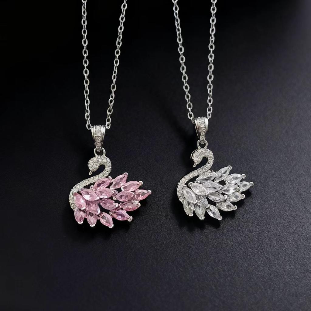 Pink Diamond Zircon Cyst Necklace Women's Light Luxury High-end Diamond Zircon Pendant