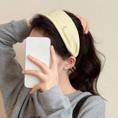 Изысканный Минималистичный Широкий Обруч для Волос Пони Однотонный Новогодний Ободок Красная Ткань Новогоднее Украшение для Головы Мытье Лица