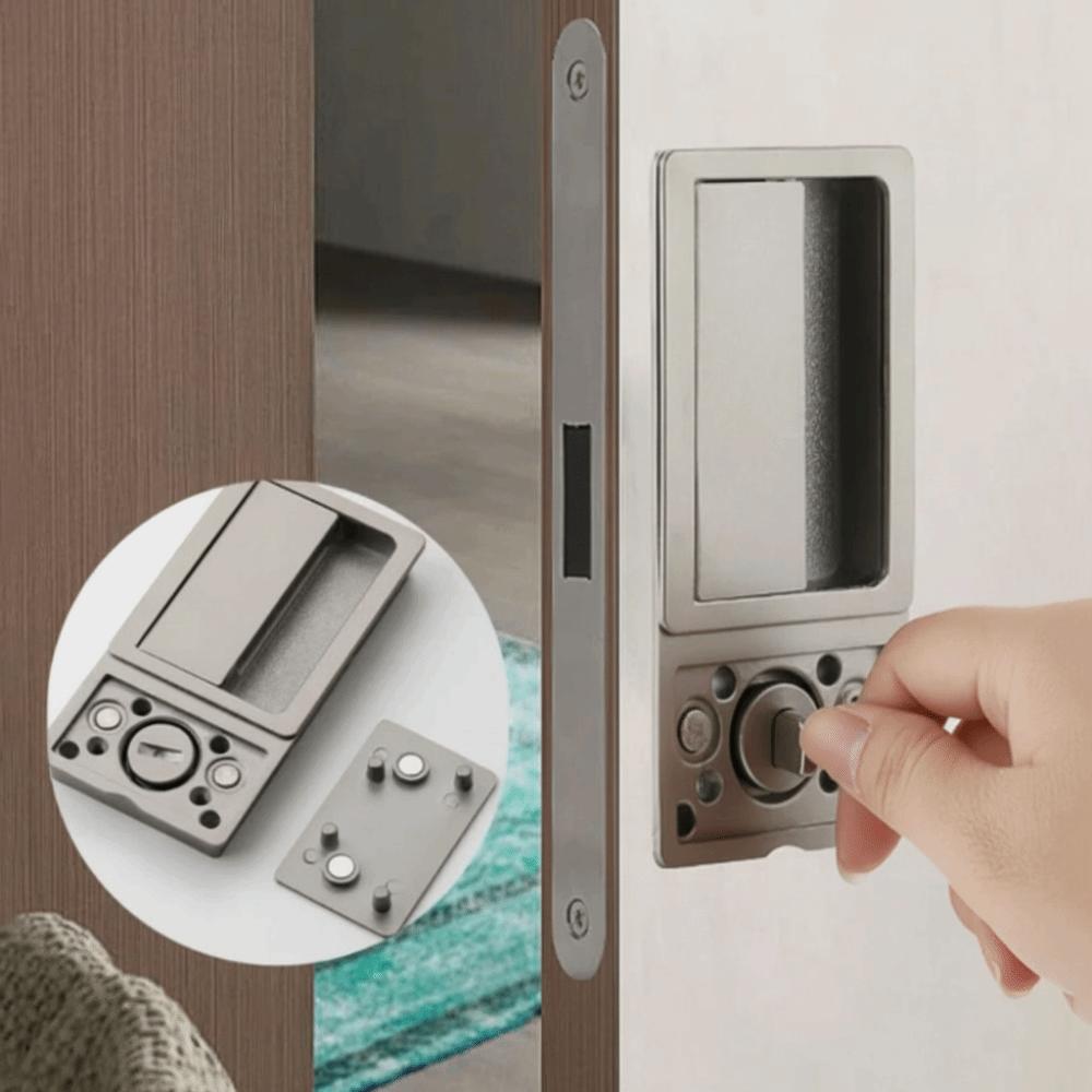 Black Finish Flat Door Lock Handleless Design Invisible Door Handle Bedroom Doors