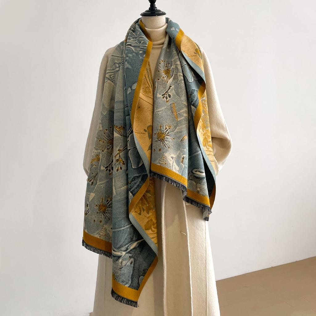 Ladies Latest Style Winter Two-Sided Jacquard Imitation Cashmere Scarves Top Quality Thick Wrap Shawl Womens Faux Cashmere Scarf