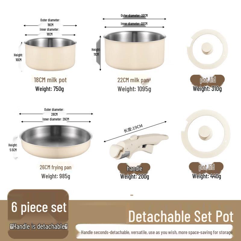 LISM Detachable Handle Cookware Set
