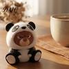 Cute Bear Panda Figure Grumpy Figurine with Hood, Animal Desktop Ornament for Handcrafted Miniature Model Car Dashboard, Compact Statue Home