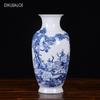 Китайский стиль классическая Цзиндэчжэнь сине-белая глазурь среднего цвета пейзажная ваза украшение для дома коллекционные украшения