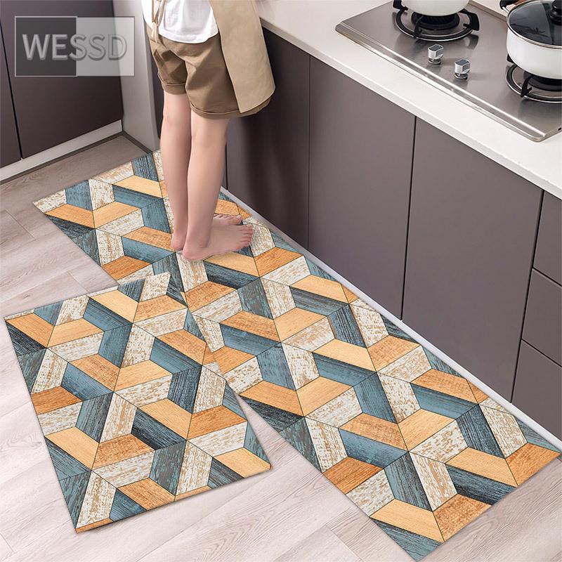 Ковер с геометрическим принтом для кухонного пола 40x60 см 40x120 см, 2 шт., простой прикроватный коврик для спальни, ванной, коврик для дорожки, коврик для дома