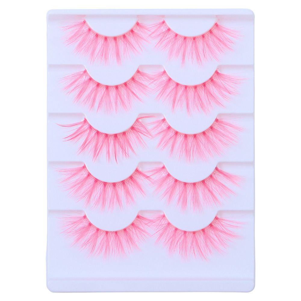 White Anime Manga Lashes Pink False Eyelashes Natural Cosplay Lashes  Women