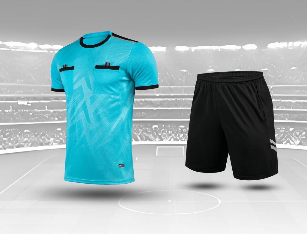 Breathable Adult Football Kit: Sweat-Wicking Jersey & Shorts Set with Short Sleeve Training Top Referee Uniform