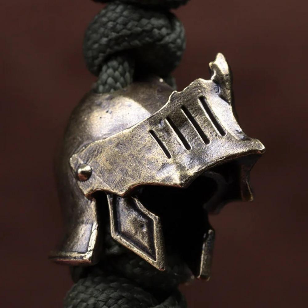 Knight Helmet Brass Knife Bead EDC Outdoor DIY Accessories Woven Lanyard Pendant Jewelry Punk Survival Bracelets Charms