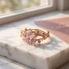 Elegant Flower Crystal Ring Light Luxury Finger Jewelry Sweet Rhinestone Ring  Girls