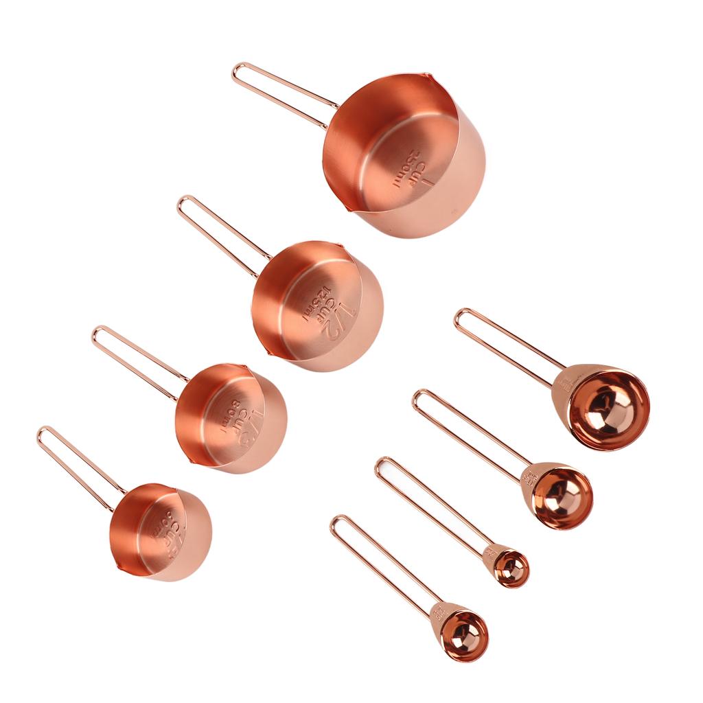 8Pcs Stainless Steel Measuring Cup Spoon Set with Scales Home Kitchen Baking Accessory