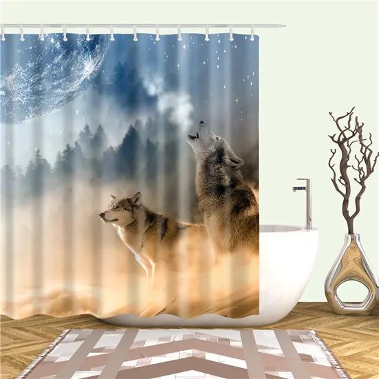 Cartoon Animals Deer Zebra Butterfly Pattern Bathroom Shower Curtains Fabric Waterproof Polyester Bath Curtains with 12 Hooks