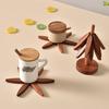 Wooden Trivets for Hot Dishes Tree Shape Trivet Set Special Texture Coaster Hot Pot Holder 4 Triangular Mats + 1 Stand Multifunctional Kitchen