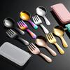 304 Stainless Steel Fork Spoon Set With Box Dessert Spoon Fruit Fork Outdoor Picnic Camping Travel Compact Mini Portable Tableware Set YLE209