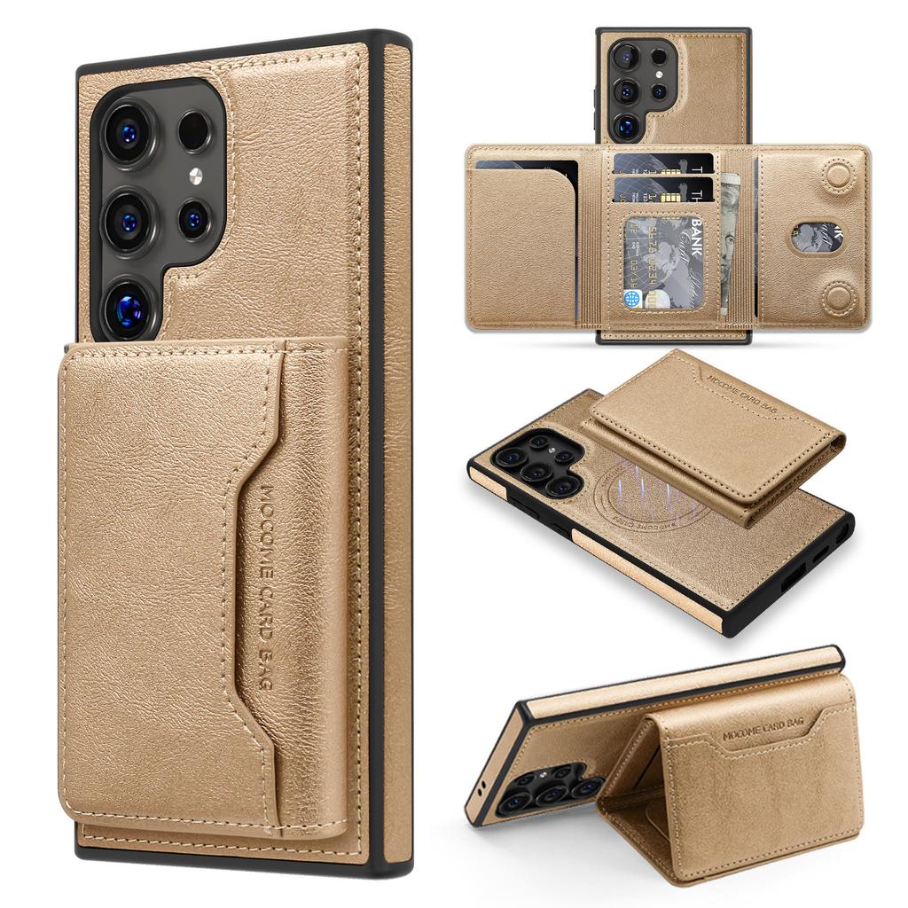 Suitable for Samsung S25 Ultra Mobile Phone Case Magnetic Card Bag Bracket Leather Case Card Two In One S23 Protective Case S22