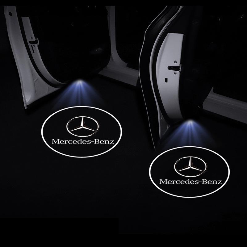 AABID1 1/2Pcs LED Welcome Light Car Door Projector Lamps Car Accessories Caps For Mercedes Benz AMG W204 W213 W205 W211 W212 W176
