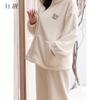 Xuan Liang Women's Half Fleece Hooded Nightwear Set