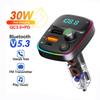Fm Transmitter Bluetooth 5.3 Car Handsfree Audio Player Wireless Radio Modulator PD+QC3.0 Dual USB Quick Charger Ambient Light