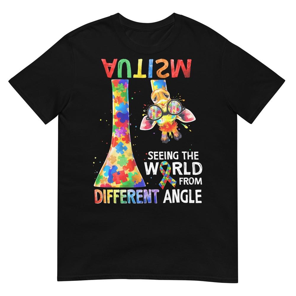 Giraffe Autism Awareness Seeing World Different Angle Kids TShirt