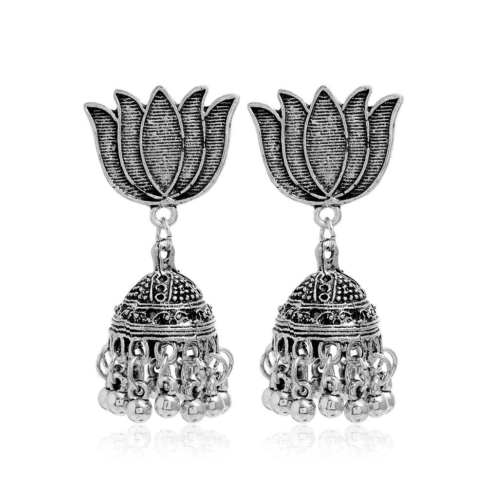 Богемный этнический резной ретро-узор креативные серьги-колокольчики, преувеличенная индивидуальность серьги в этническом стиле