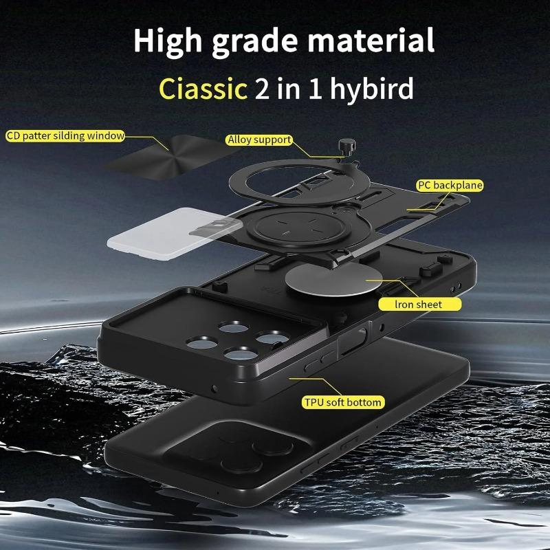Чехол для Moto Edge 70 Ударопрочный Бронированный Сдвижная Защита Камеры Задняя Крышка для Motorola Edge70 X70 Air Магнитное Кольцо Держатель Чехол