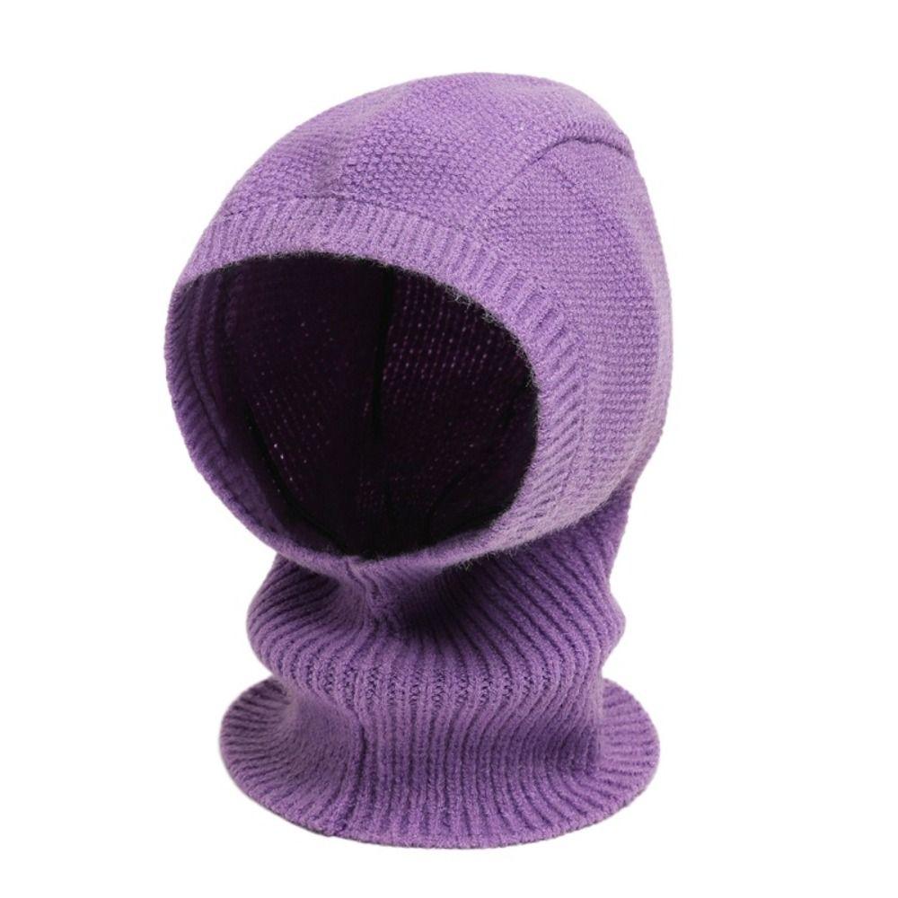 Woolen Balaclava Hat Windproof Neck Collar Beanies Cap Casual Knitted Hooded Cap Male/Female