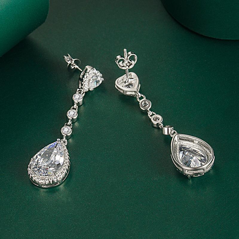 BELLA BOX Серьги в форме сердца, каплевидные серьги с цирконием 5А, длинные модные серьги с кисточками, аксессуары для вечеринок