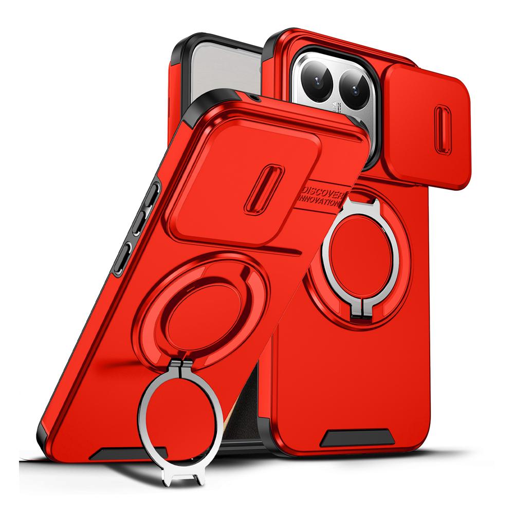 KEYSION Чехол для телефона с вращающейся на 360° подставкой-кольцом для Xiaomi 15T 15T Pro Силикон+ПК Сдвижная защита камеры Магнитная противоударная крышка