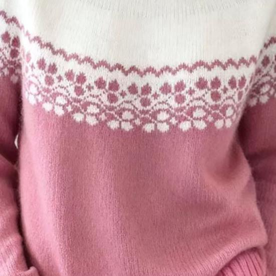 Женский свитер с круглым вырезом, длинным рукавом, в стиле пэчворк, пуловер, топы свободного кроя, осенне-зимний вязаный топ