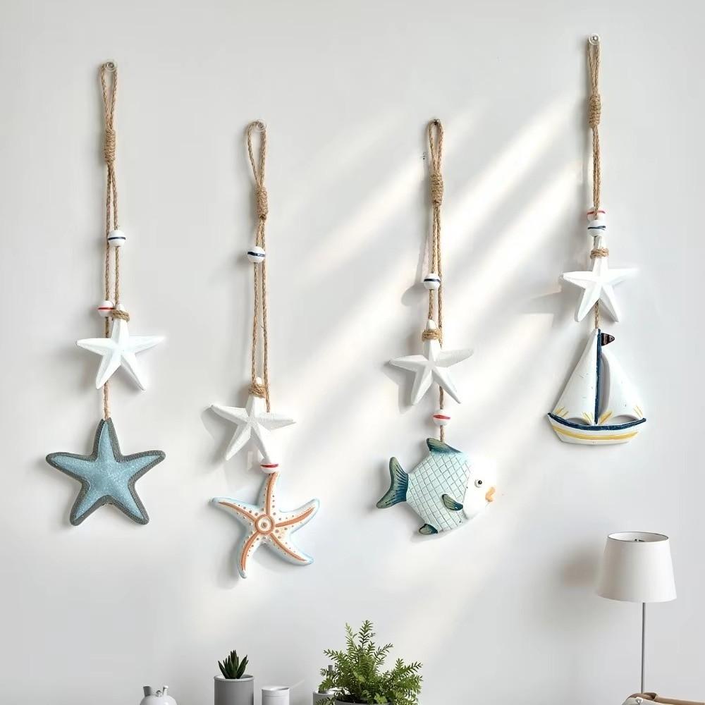 Jute Rope Wooden Pendant Mediterranean Sea Series Nautical Ornament Home Decoration