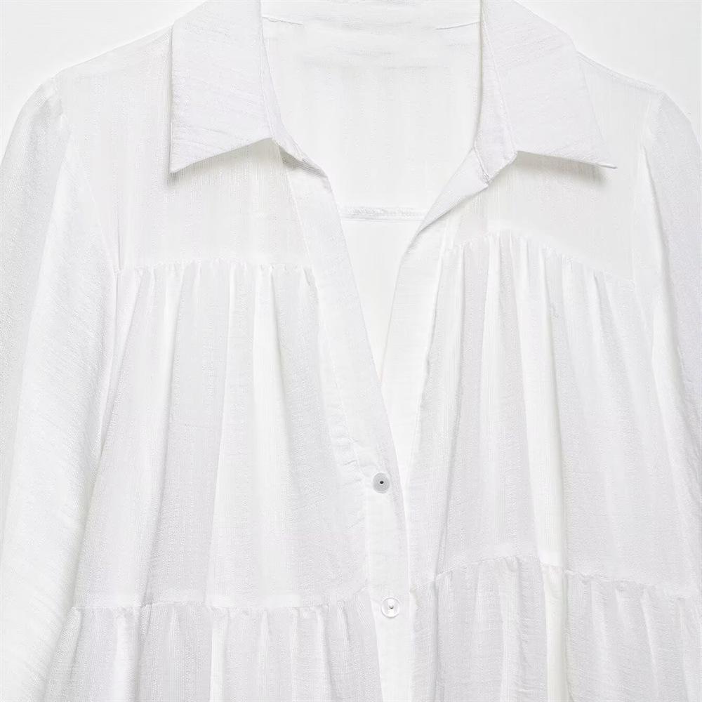 2025 Spring/Summer Women's V-Neck Layered Patchwork Long-Sleeve Dress