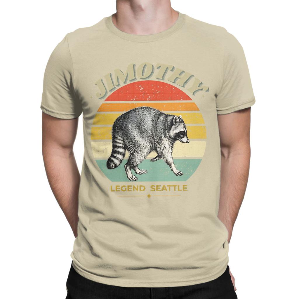 Jimothy Raccoon Seattle Viral Raccoon T Shirt Unisexs 100 Cotton Humorous Tshirt Round Collar Tees Short Sleeve Clothing Summer