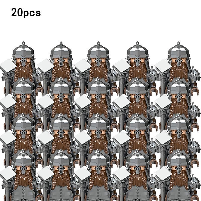 20 шт., группа средневековых рыцарей, строительные блоки, военные фигурки, аксессуары, детали модели воина, игрушки «сделай сам» для детей