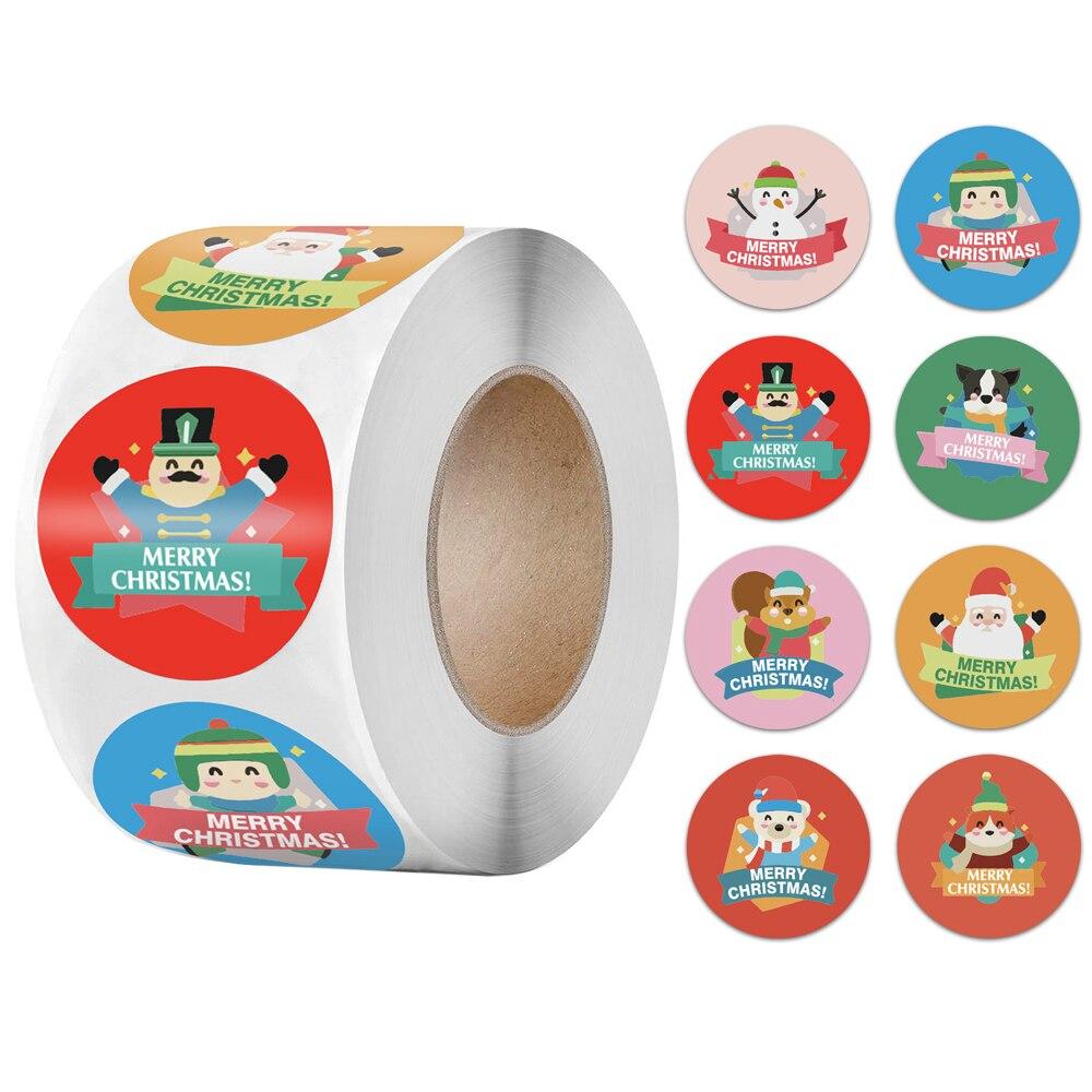100-500 шт., наклейки из крафт-бумаги с героями мультфильмов, наклейки с Рождеством, посылка, уплотнительные этикетки, рождественский подарок, украшение, наклейка, новогодний декор