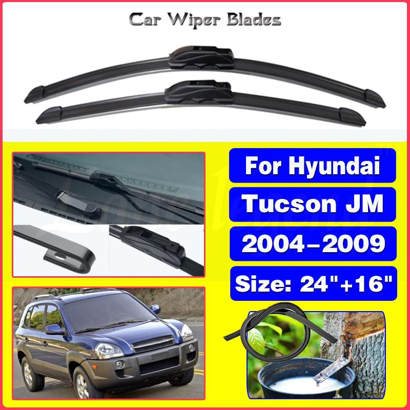 Front Wiper Blades For Hyundai Tucson JM 2004 2005 2006 2007 2008 2009 Windscreen Windshield Window Car Accessories 24"+16"