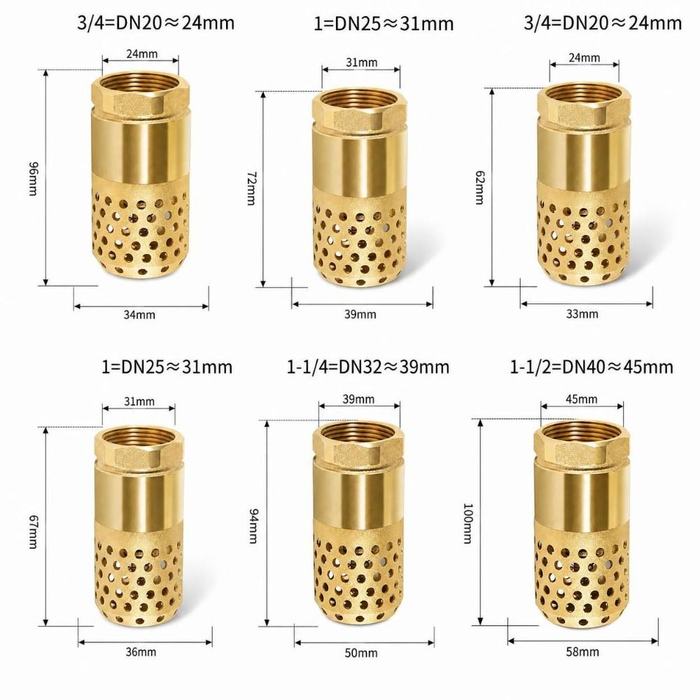 Brass Body Check Valve Hollow Perforated Water Strainer Foot Valve Water Suction System