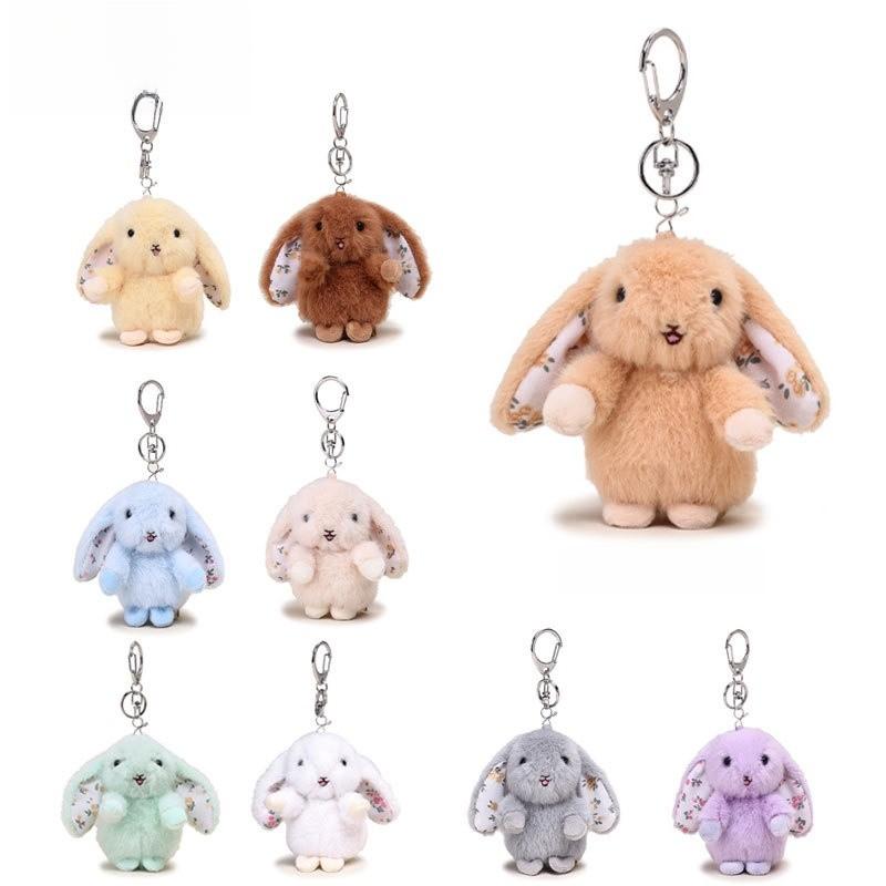 Euro Garden Floral Plush Bunny Keychain With Ears For Bag Decoration Gift
