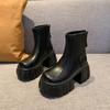 Модные женские ботинки на толстой подошве высотой 8 см, новые осенние кожаные кроссовки, зимние водонепроницаемые мотоциклетные ботинки, ботинки до середины голени на высокой платформе
